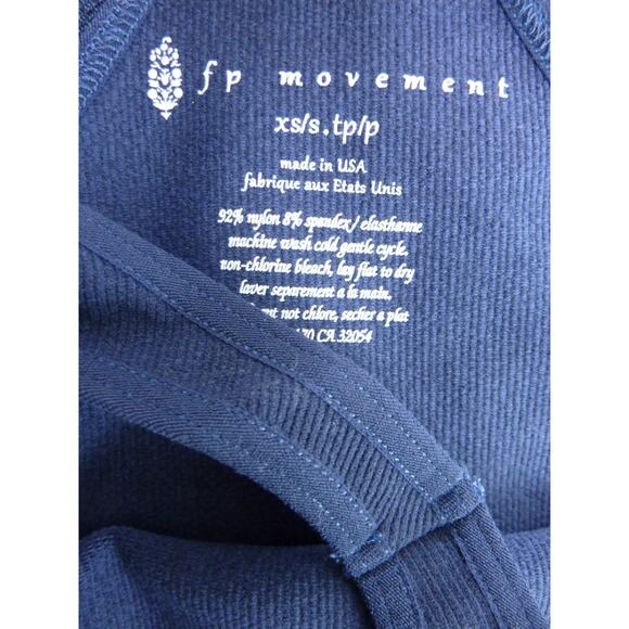 NWOT Free People Movement High Neckline Racerback Tank Navy Blue - Picture 2 of 6